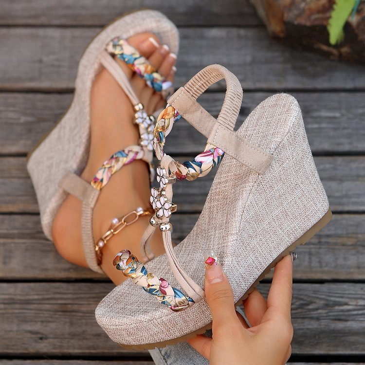 Dame Wedge-sandaler med blomstret detalje og skridsikker sål Stilla