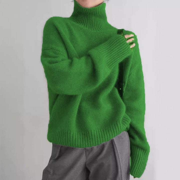 Kvinderne cashmere rullehals sweater med en løs pasform og elegant tekstur Stilla
