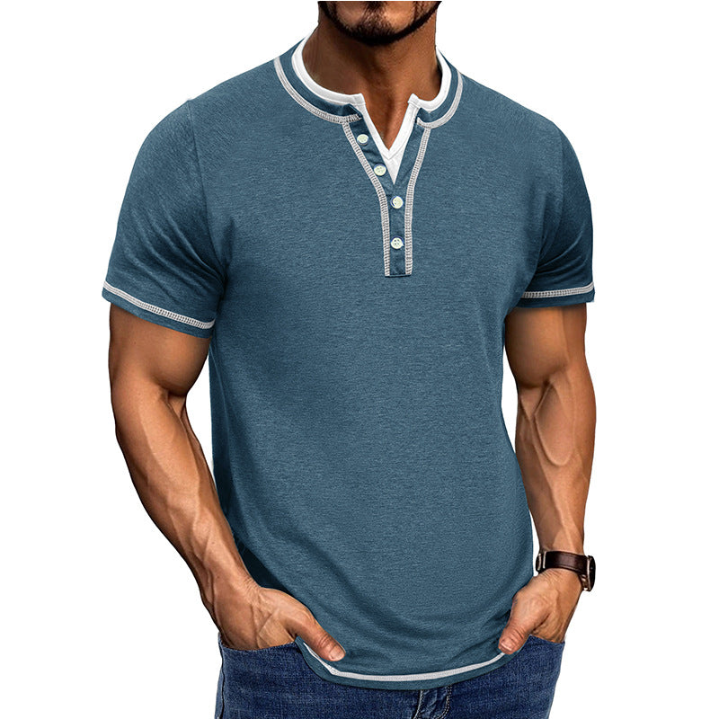 Herrer Kortærmet Henley-shirt med elegant knapliste og behagelig pasform Stilla
