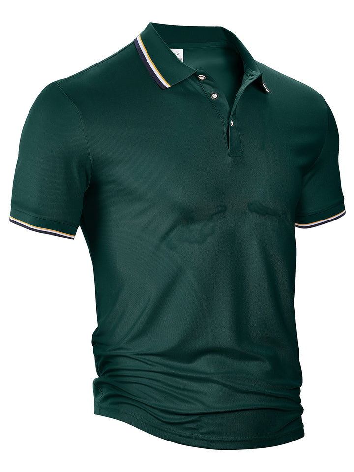 Herrer nan klassisk polo shirt lavet af piqué med kontraststriber ved kraven Skovae