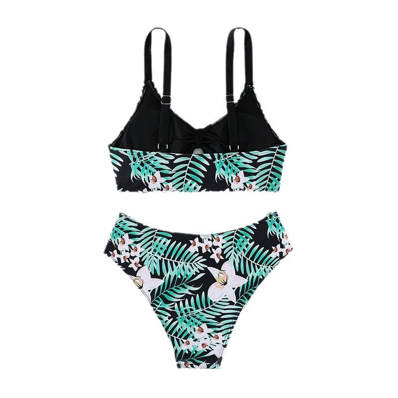 Damer Bikini-Sæt med blomstret design og justerbare stropper Skovae