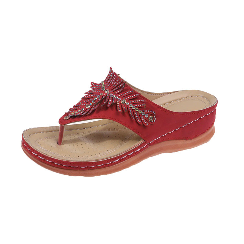 Dame Elegante Tåsplit Sandaler med dekorativt Smykke Stilla