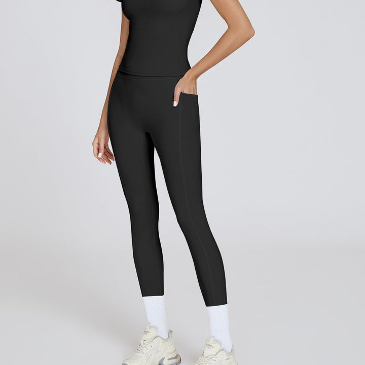 Dame Sporty leggings med elastisk ribbet materiale og udvidede sømmer Skovae