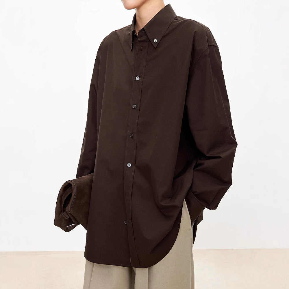 Dame casual oversized skjorte bluse lavet af høj kvalitet bomuldsstof med moderne snit og lange ærmer Stilla