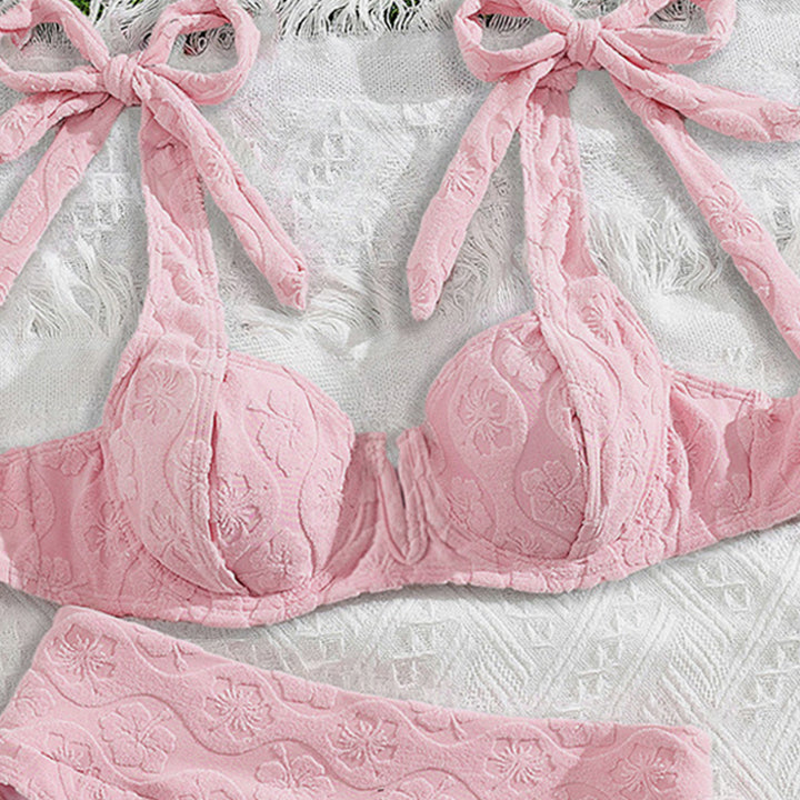 Dame Push-Up-Bikini med blomstertekstildesign Skovae