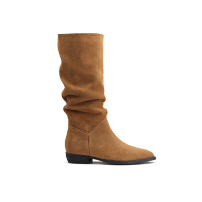 Dame høje støvler i blødt ruskind med moderne slip-on design Stilla