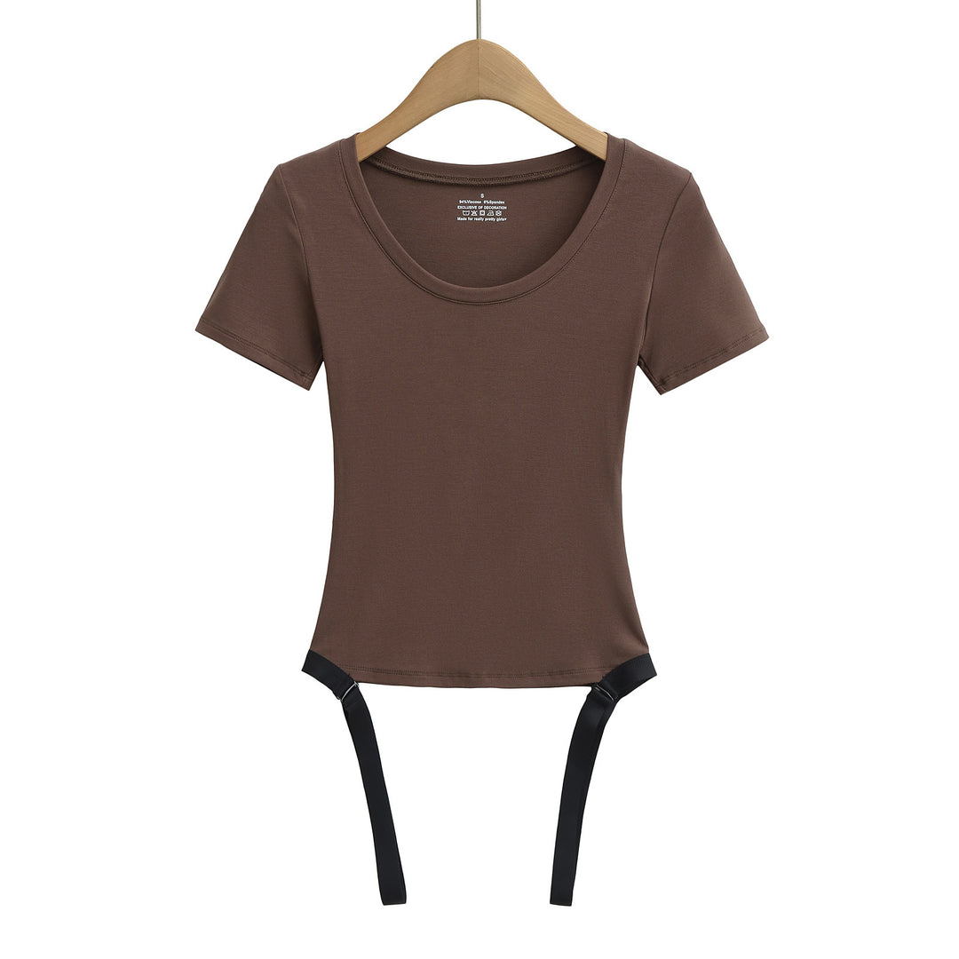 Dame Kortærmet T-shirt med smart knude-design Stilla