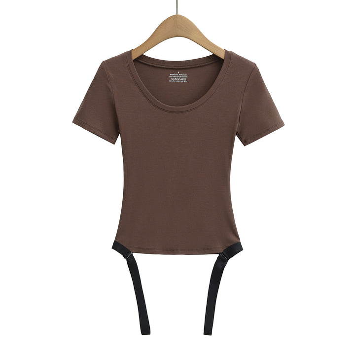 Dame Kortærmet T-shirt med smart knude-design Stilla