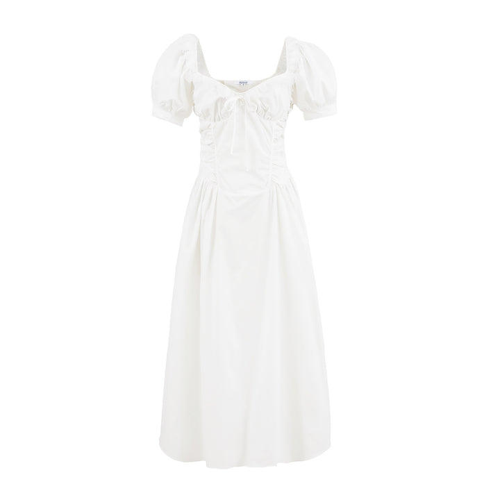 Dame Elegant Puffærme Maxi-kjole med Rynker og Taljeaccent Stilla