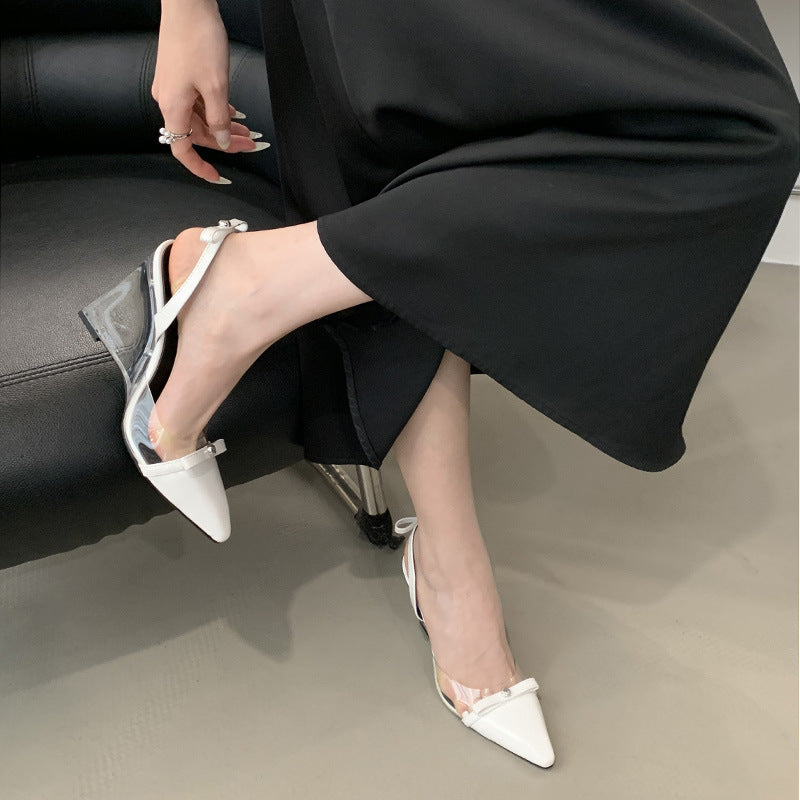 Damer Slingback Pumps med gennemsigtigt overmateriale og fin sløjfedekoration Stilla