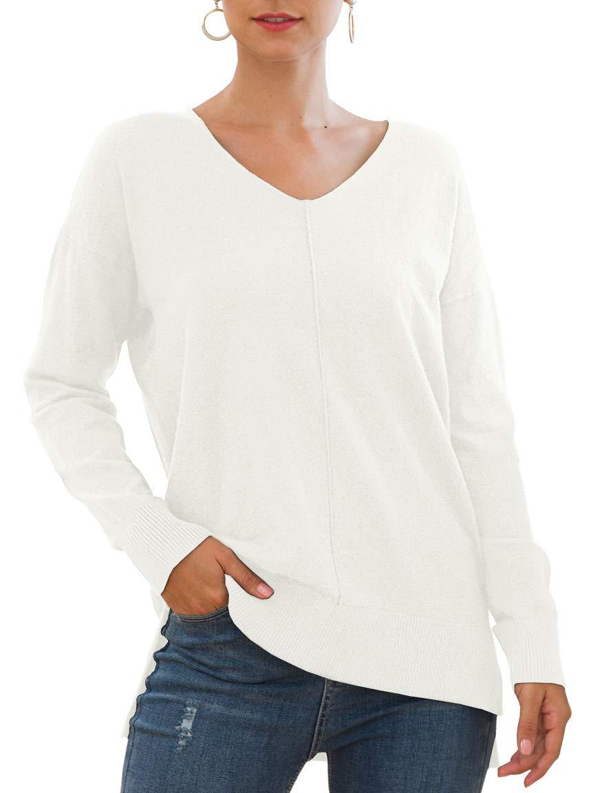Dame elegant V-hals pullover med asymmetrisk snit Stilla