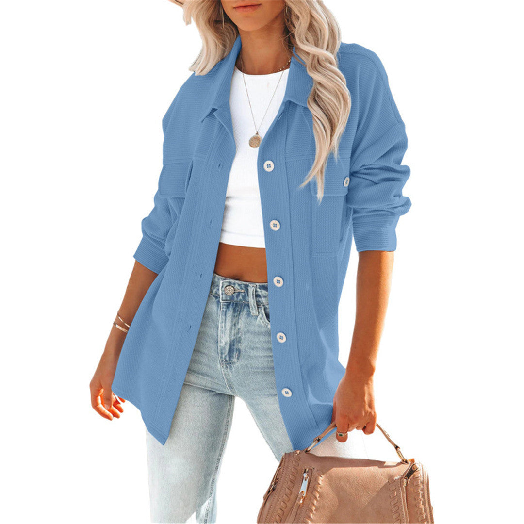 Dame Overshirt med struktureret stof og knapbar front Stilla