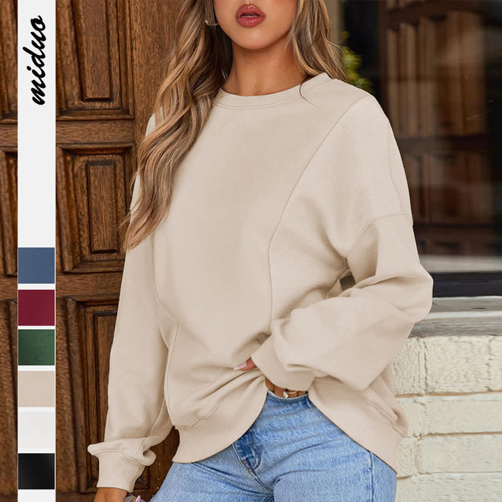 Dame hyggelig sweatshirt med moderne oversized-snit og afslappede skulderdetaljer Stilla