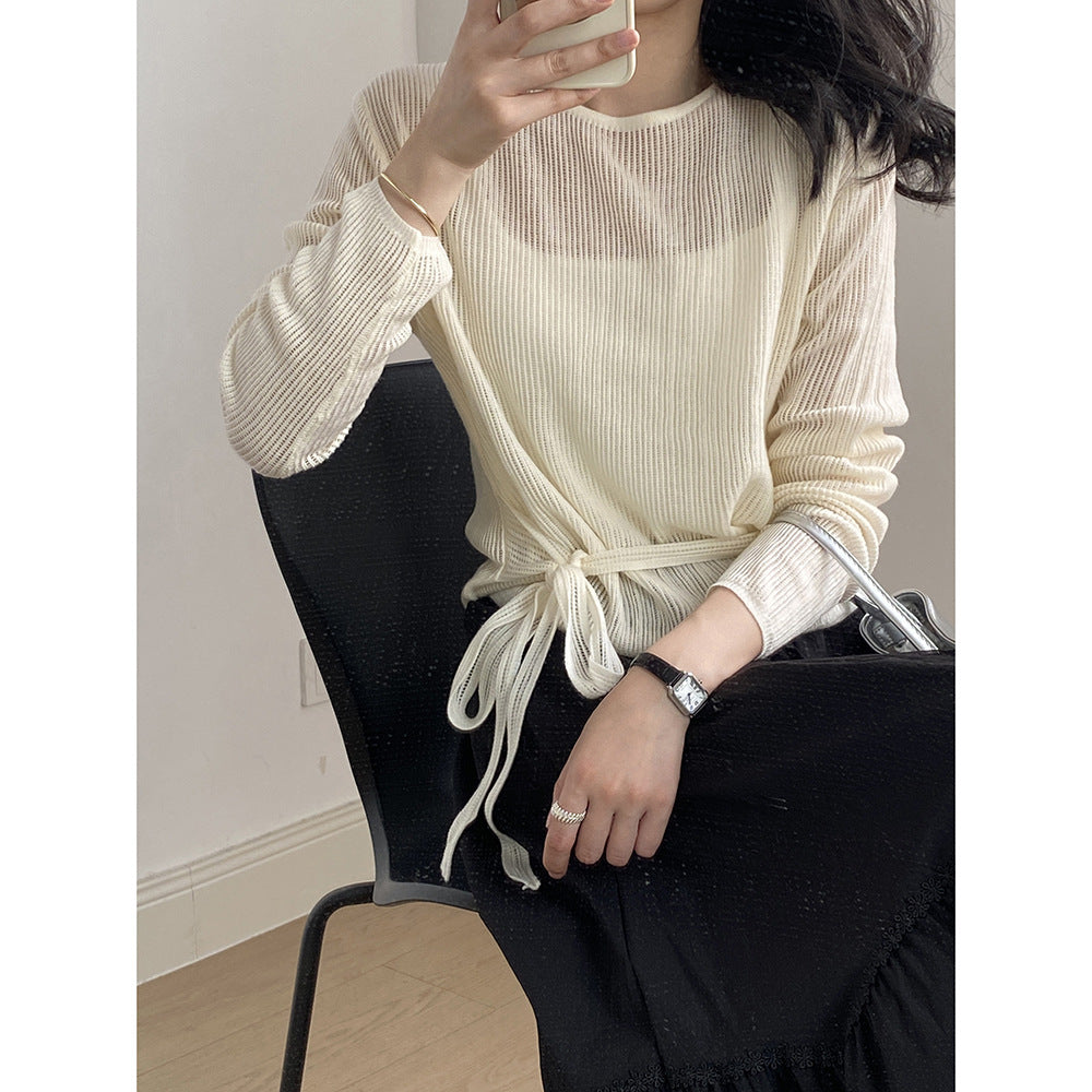 Dame afslappet sweater med bæltebinding Stilla