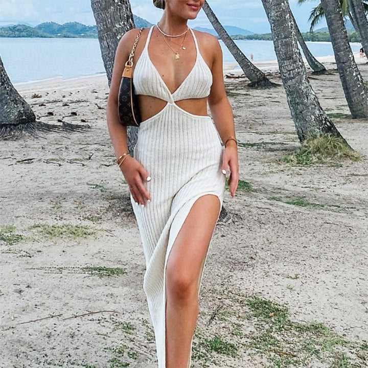 Kvinder Ribbet Cutout Maxi Kjole Stilla
