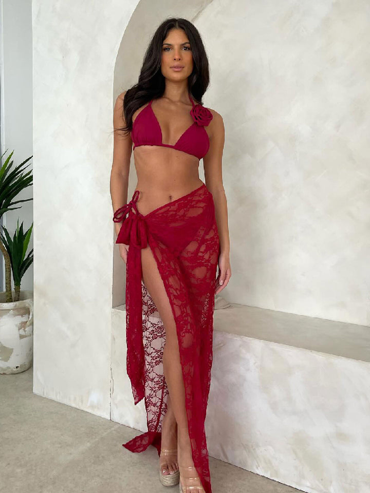 Dame Bikini-Sæt med sart spidselagsløsning og blomsterdetalje Stilla