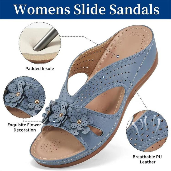 Dame Sandaler med elegante blomsterapplikationer og åndbart design Stilla