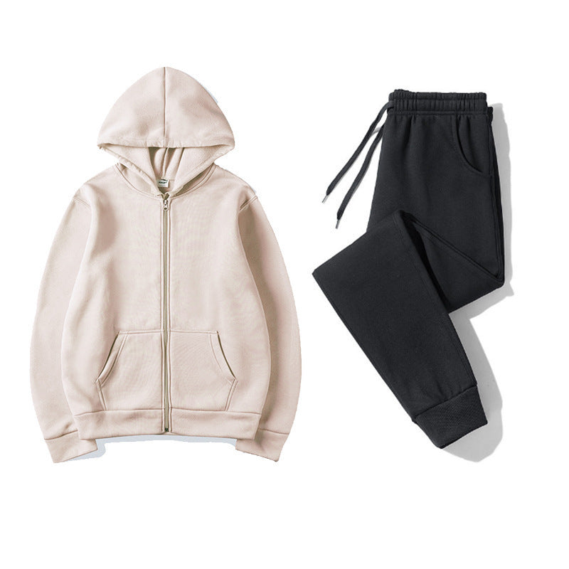 Kvinders sporty hoodie sæt med praktisk lynlås og elastisk talje Skovae