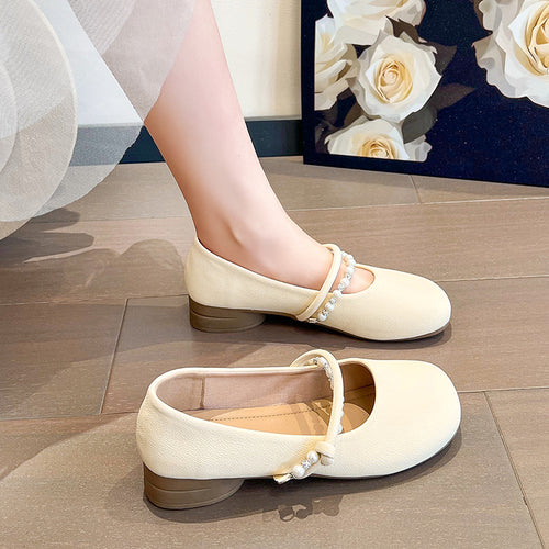 Dame Ballerinas med elegant rem og moderne perleaccent Stilla