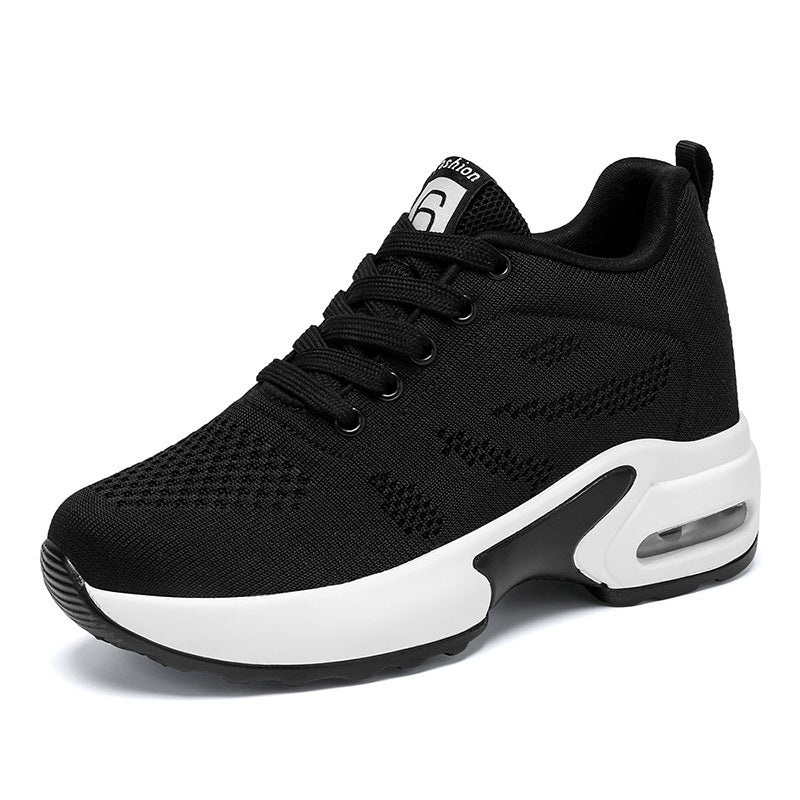 Damer nan Aerobic- og hverdags sneakers med stødabsorberende luftpuff-zone, elastisk strikoverdel og ergonomisk fodseng Skovae