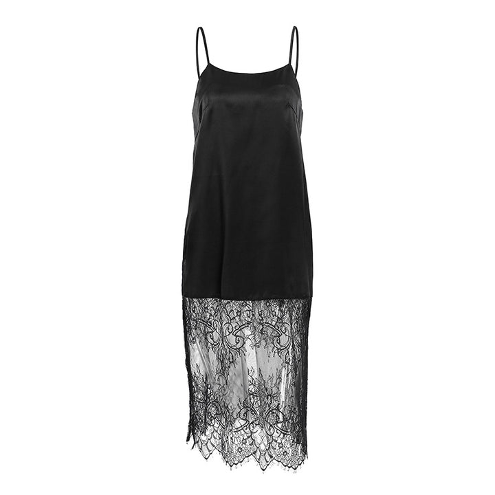 Dame spidse-cami-kjole med satin-overdel og spidsnederdel Stilla