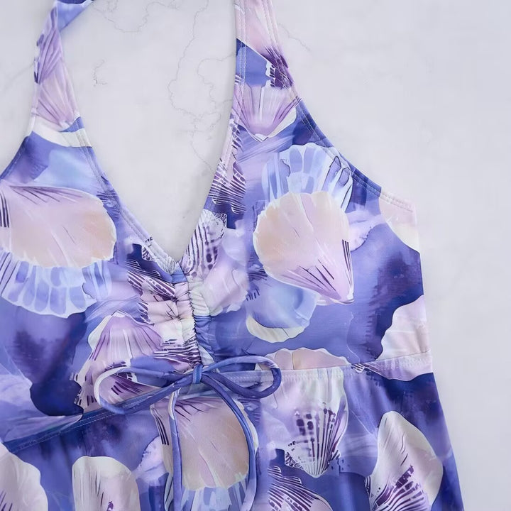 Dame tankini sæt med romantisk blomsterdesign og justerbar top Skovae