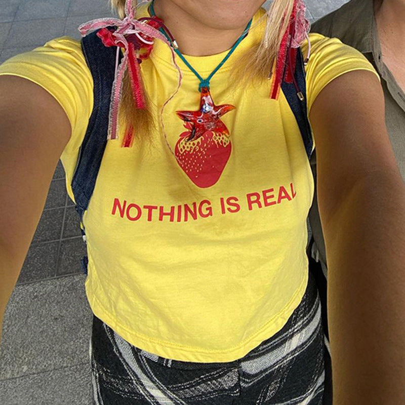 Dame Kreativt Grafik T-shirt med Jordbær Motiv Skovae