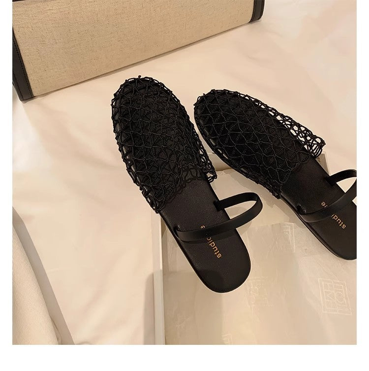 Dame sling sandaler med sløjfedetalje, netdesign og åben tå Stilla