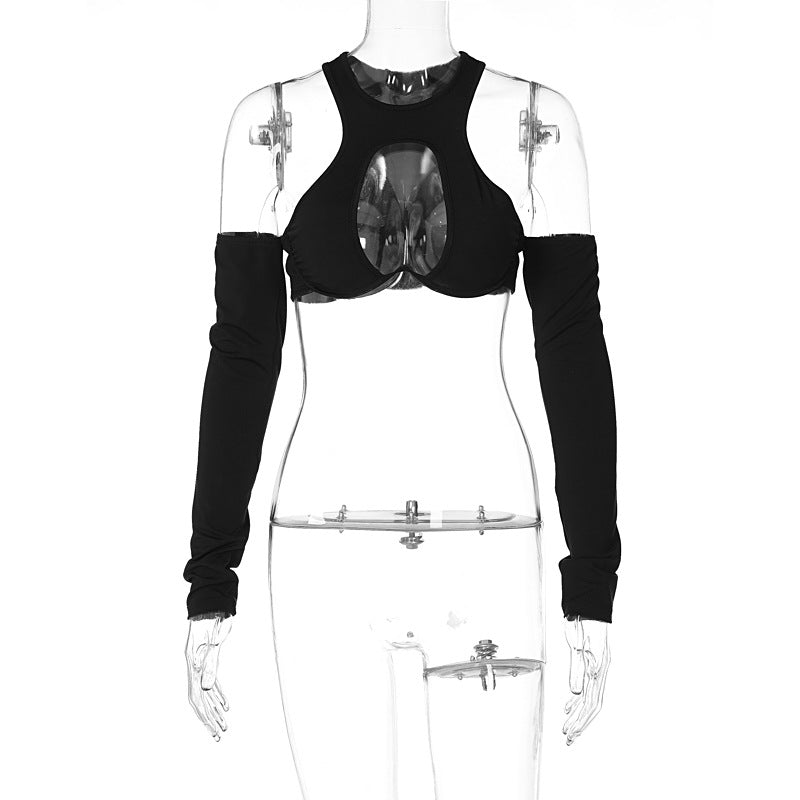 Dame Sporty Crop-Bodystocking med raffineret cut-out-design og lange ærmer Stilla