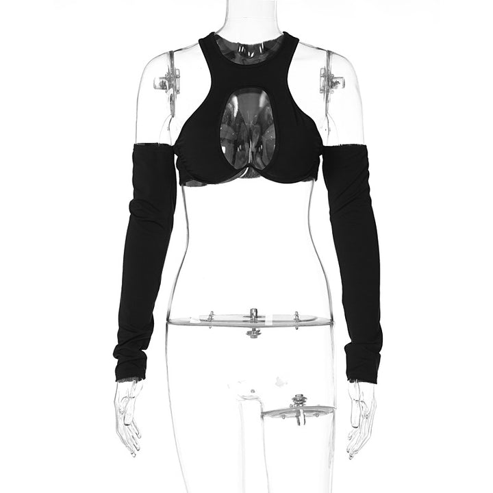 Dame Sporty Crop-Bodystocking med raffineret cut-out-design og lange ærmer Stilla