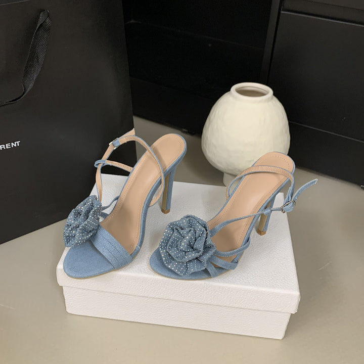 Dame Højhælede Sandaler med blomstret Dekor og justerbart Remdesign Stilla