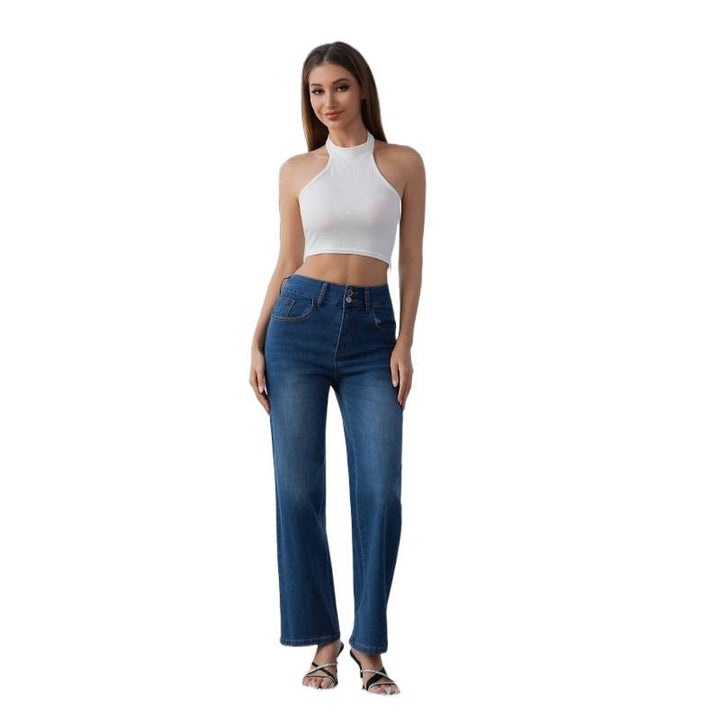 Dame Løst skårede jeans med høj talje og klassisk denim-look Skovae