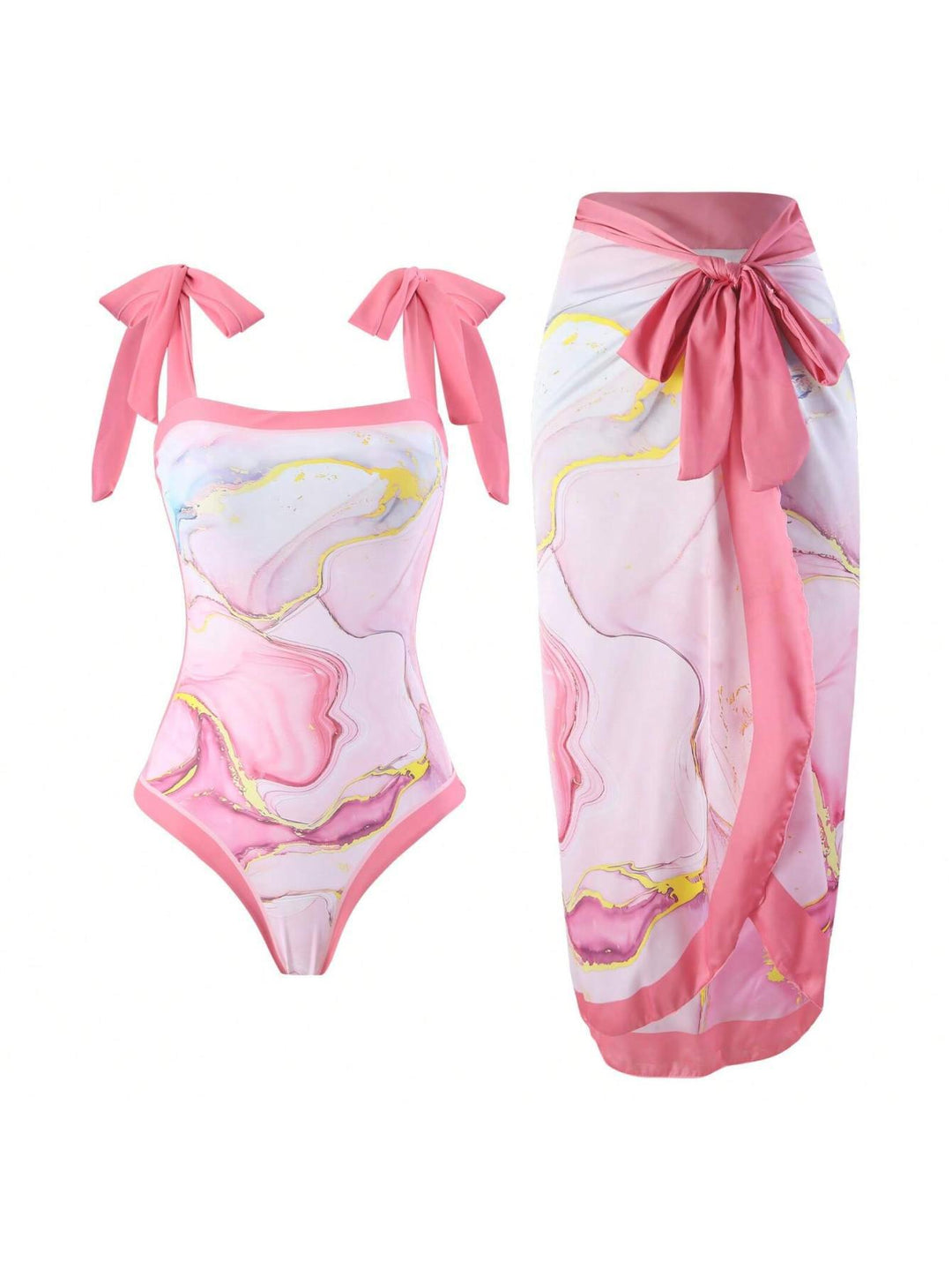 Damer Elegant badedragt med florale accenter og fashionable sarong Skovae