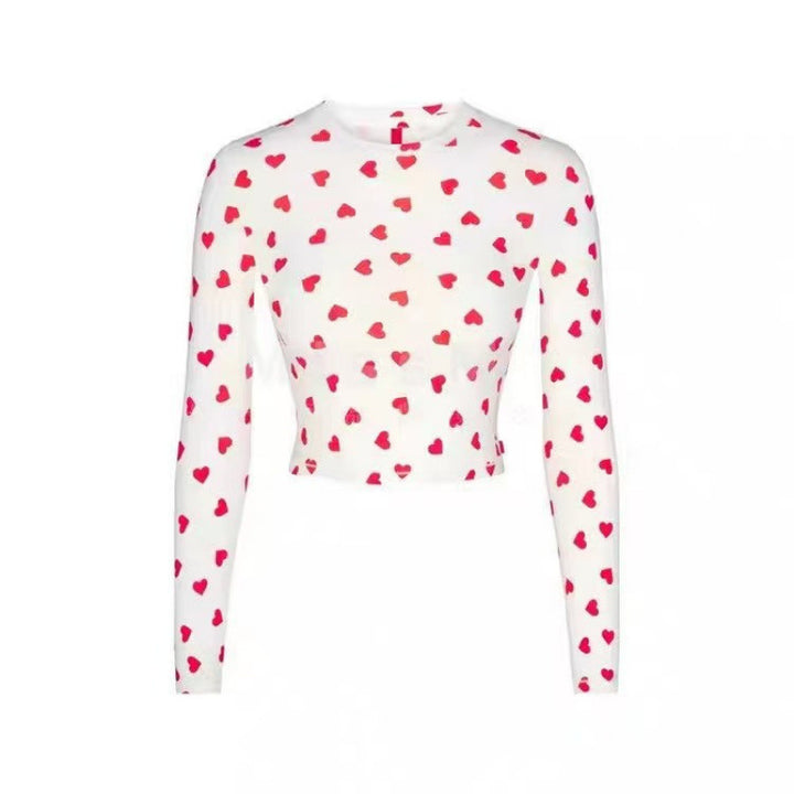 Damer Hjerte Tryk Spaghetti Stropper Crop Top Stilla