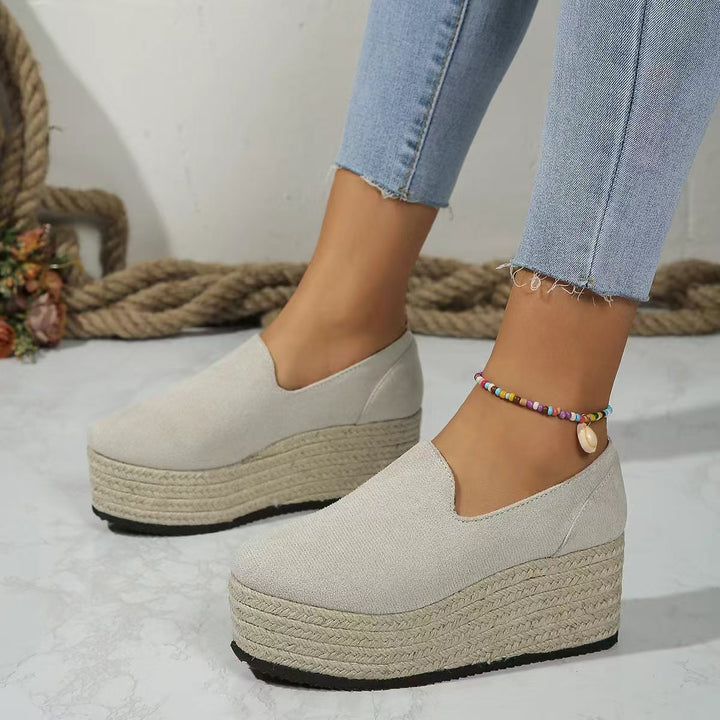 Dame Plateau-sandaler med elastisk udskæring og komfortabelt jute-design Stilla