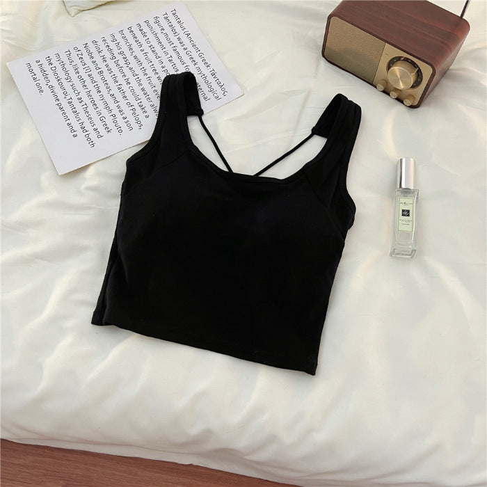 Femme Stilfuld Korte Tanktop med Komplekst Stropdesign Stilla