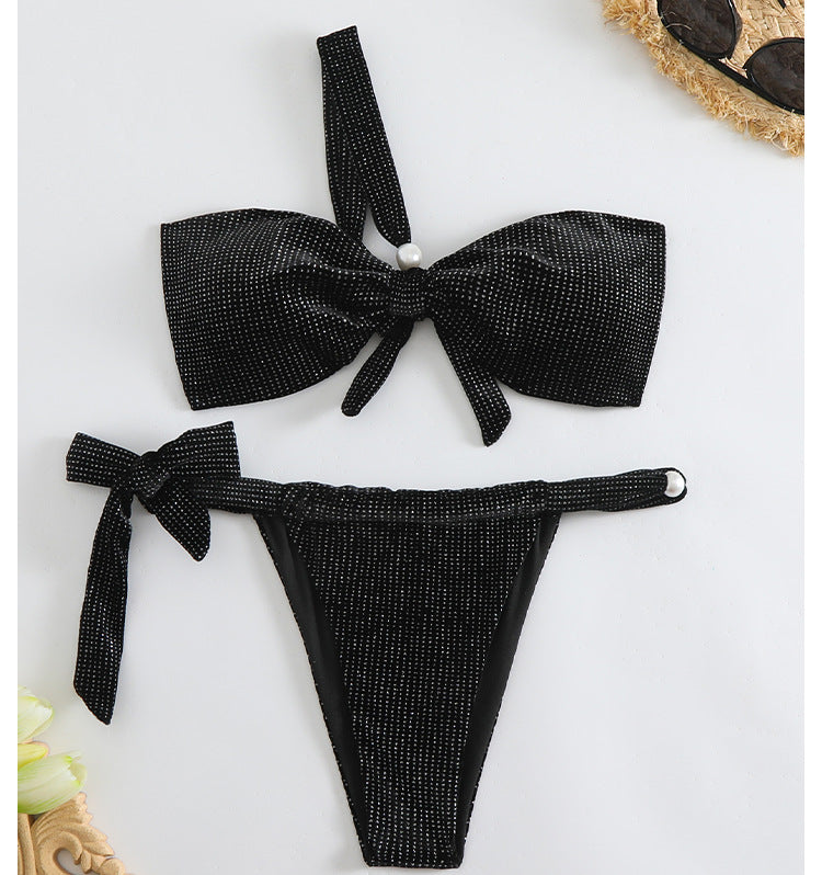 Dame Bikini-sæt med elegant sløjfedetalje og funklende accenter Stilla