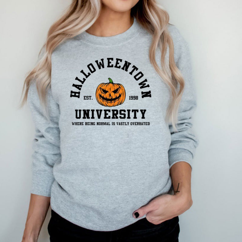 Kvindernes sweatshirt med kreativ Halloween-design og behagelig pasform Skovae