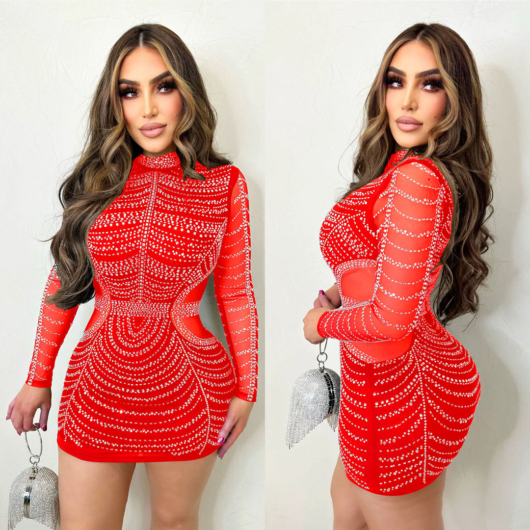 Dame Glitrende Minikjole med transparente indsatser og cut-out-detaljer Stilla