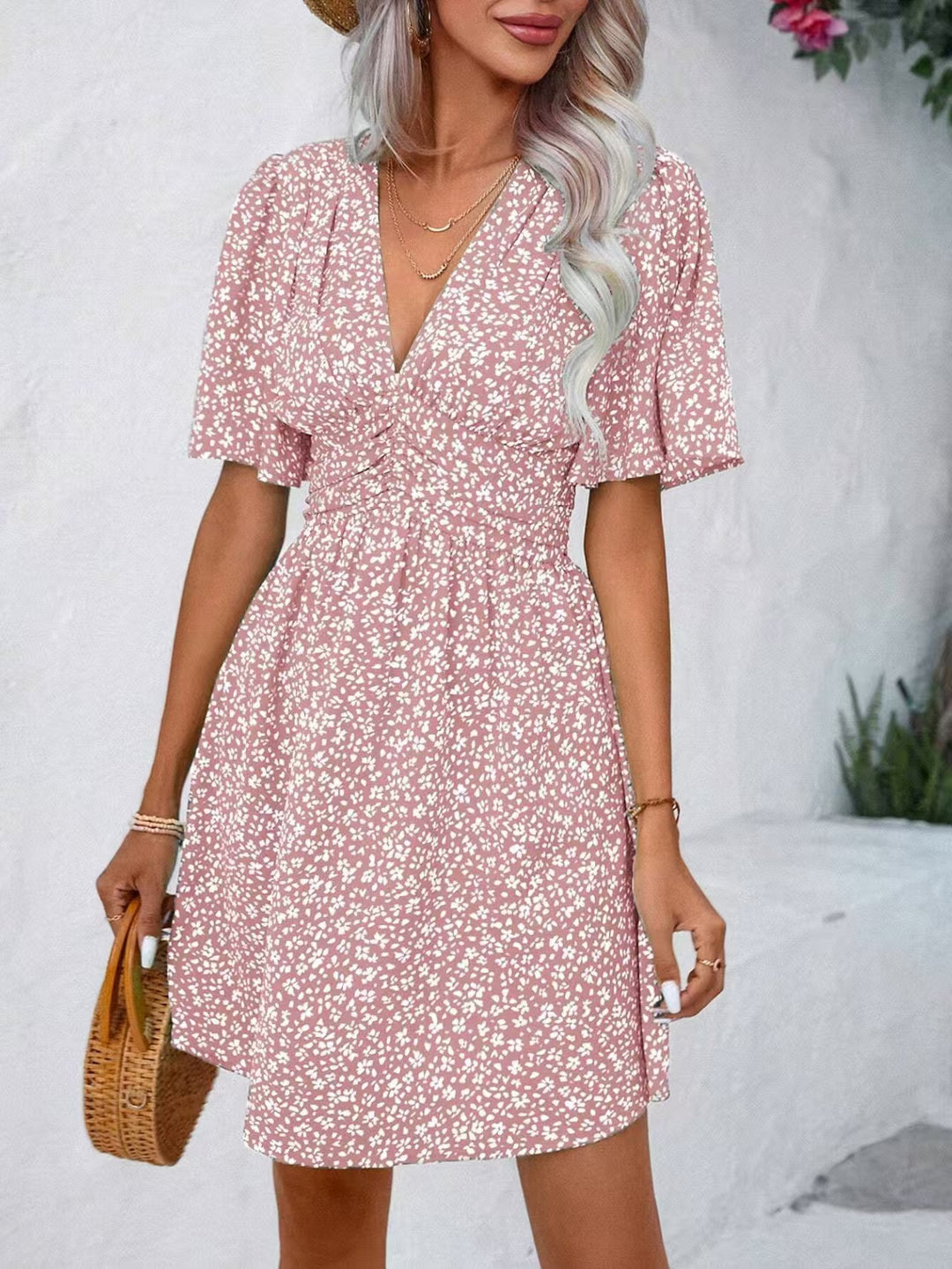Dame blomsterklædning minidress Stilla