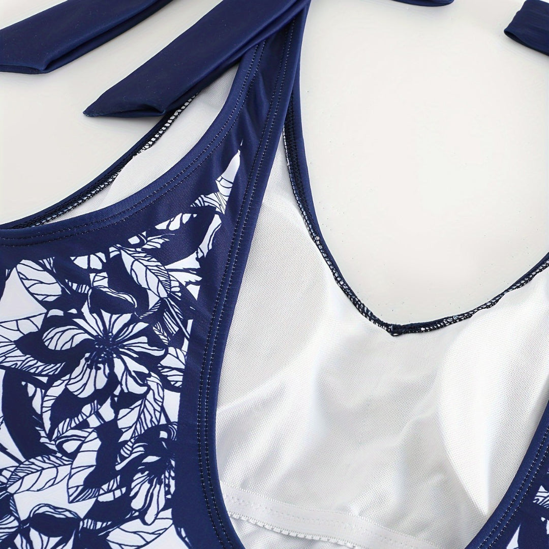 Dame one-piece badeshorts med blomster overtræk Skovae