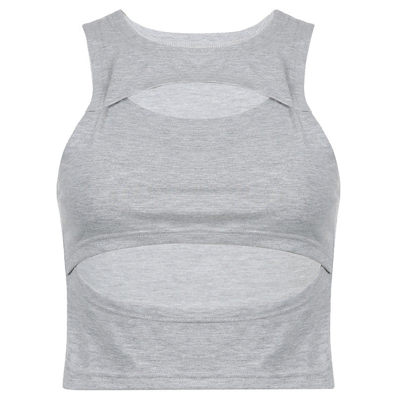 Dame sportiv Crop-Top med cut-out-design og åndbart stof Skovae