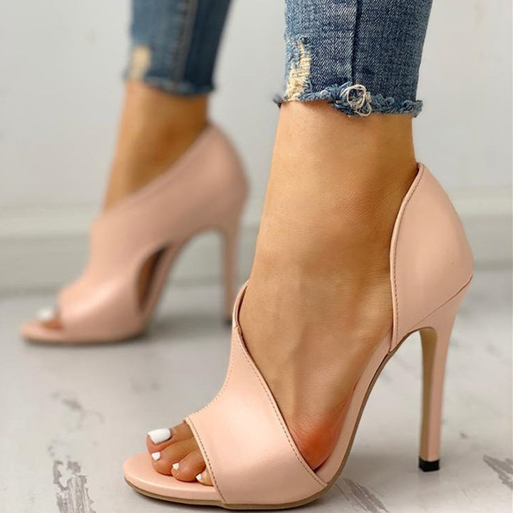 Dame Peep-Toe High Heels med elegant stropdesign og komfortabel hæl Stilla