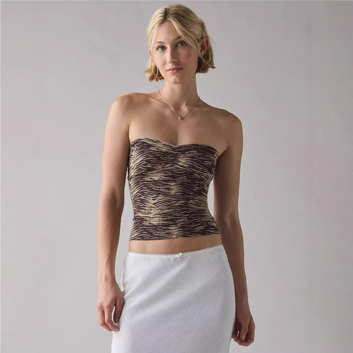 Dame bandeau-top med raffinerede striber Skovae