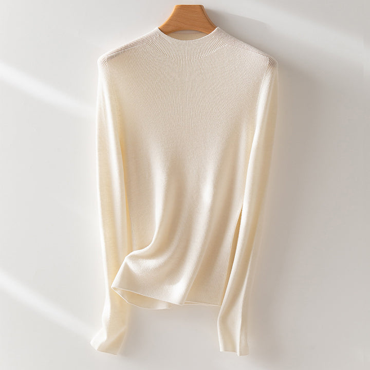 Dame Elegant strikpullover med høj hals og side-slids Stilla