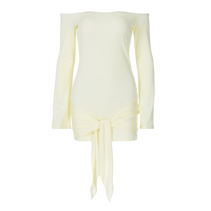 Dame Off-Shoulder Minikjole med raffineret knude detaljer Stilla