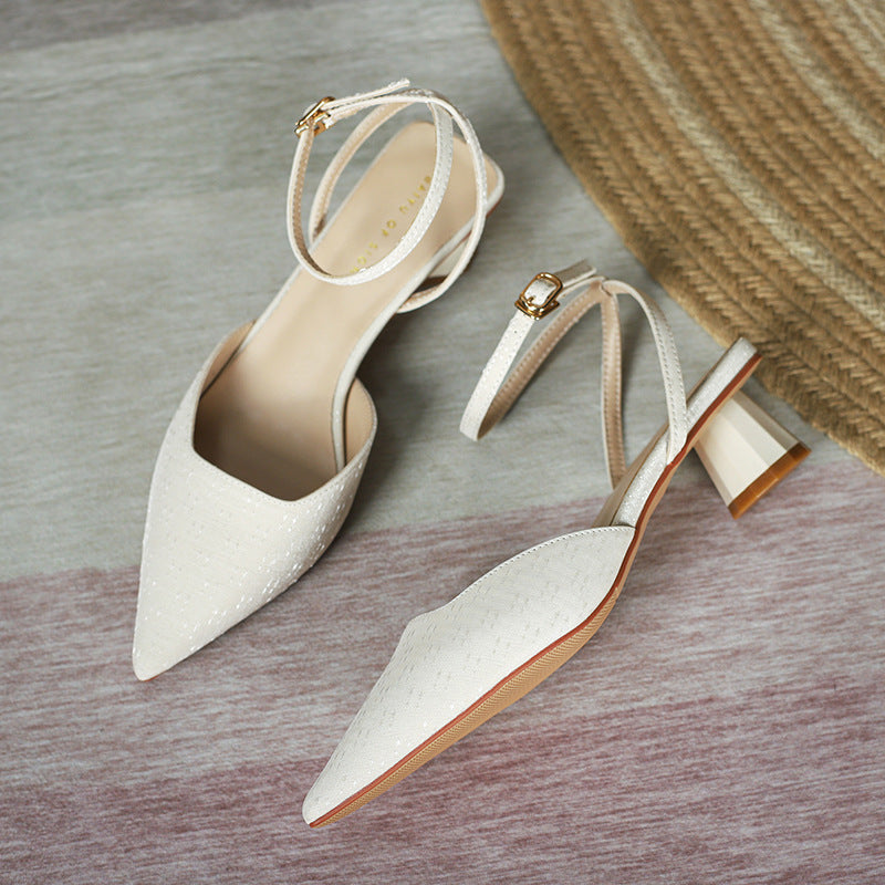 Dame Chic Spids-Tå Slingback-Pumps med transparent blokhælk Stilla