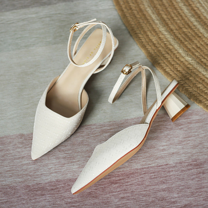 Dame Chic Spids-Tå Slingback-Pumps med transparent blokhælk Stilla