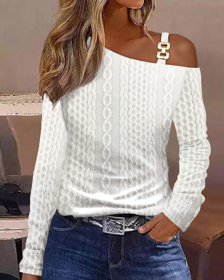 Dame top med asymmetrisk snit og blomsterdesign Stilla