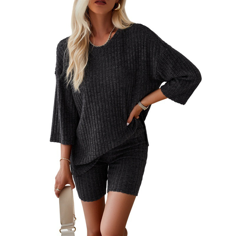 Damer Casual Strik-Top med moderne snit og shorts-omslagslook Stilla